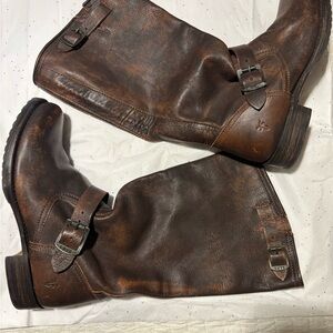 FRYE AND CO. Distressed Brown Leather Boots